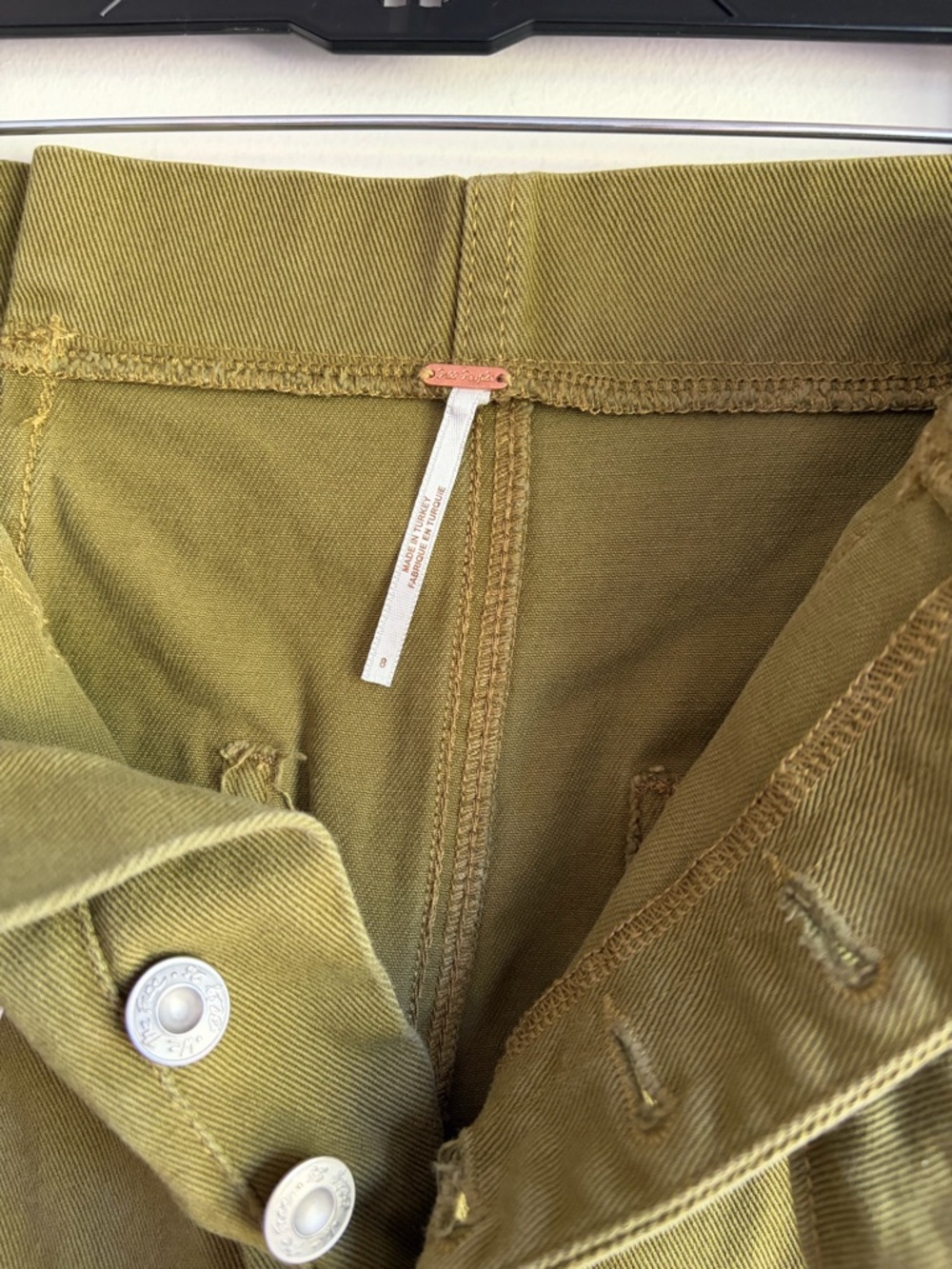 Free People Cindy Moss Green Paperbag Waist Denim Shorts Size 8 - Picture 5 of 6